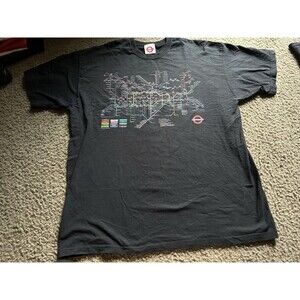 London Underground Subway Map Black S/S T-Shirt Sz XL MEN